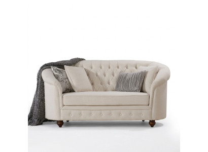 Klassische Textil Couch - Beige Chesterfield Stoff Sofa 2 Sitzer  Neu jvmoebel ®