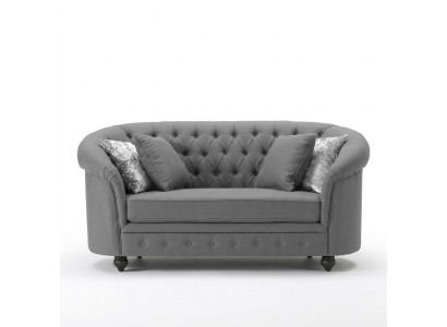 Klassische Textil Couch - Graue Chesterfield Stoff Sofa 2 Sitzer  Neu jvmoebel ®