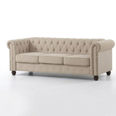 Chesterfield Sofa Couch Polster Stoff Leder Couchen  Polster Garnitur 3 Sitzers