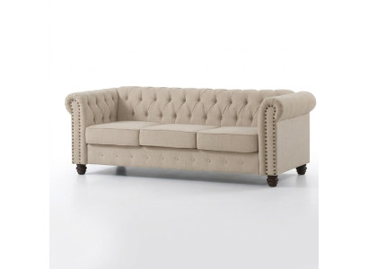 Chesterfield Sofa Couch Polster Stoff Leder Couchen  Polster Garnitur 3 Sitzers