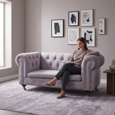 Chesterfield 2 Sitzers Klassische Luxus Barock Rokoko Sofa Textil Leder Couch