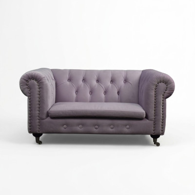 Chesterfield 2 Sitzers Klassische Luxus Barock Rokoko Sofa Textil Leder Couch
