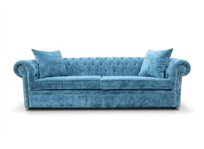 Klassische Wohnzimmer Sofa - Blaue Chesterfield Stoff Couch 3 Sitzer  jvmoebel ®