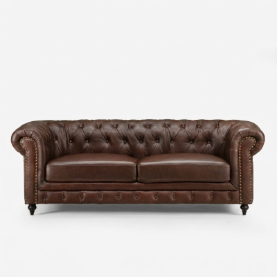 Chesterfield 3 Sitzer Klassische Luxus Barock Rokoko Sofa Textil Leder Couch Neu