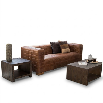 Chesterfield 3 Sitzers Luxus Raster Sofa Textil Leder Couch Designer Sofas Neu