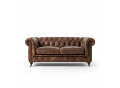 Brauner Chesterfield Mens Club Sofa Couch Leder Polster Dreisitzer 