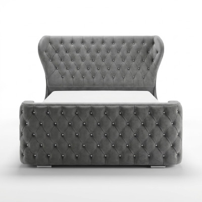 Graues Chesterfield Bett Designer Schlafzimmer Möbel Englisches Polster Bett