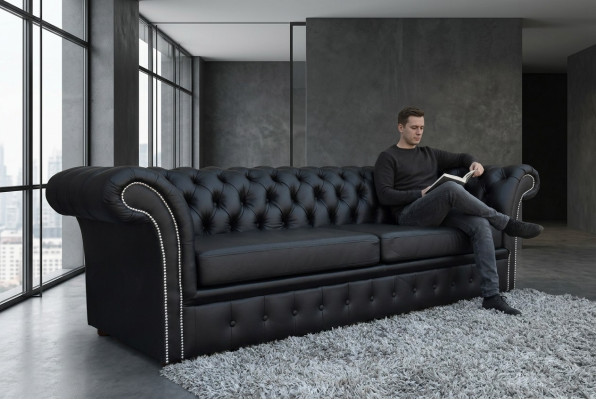 Chesterfield Sofa Couch Polster Stoff Leder Couchen Polster Garnitur 3 Sitzer