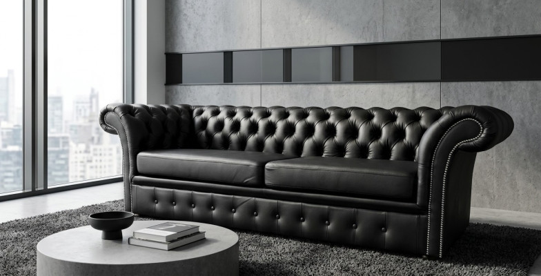 Chesterfield Sofa Couch Polster Stoff Leder Couchen Polster Garnitur 3 Sitzer