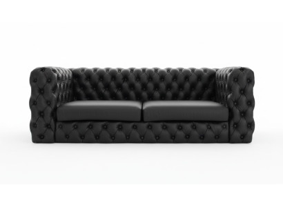 Schwarzer Chesterfield 3 Sitzer Couch Sofa Designer Luxus Garnitur 