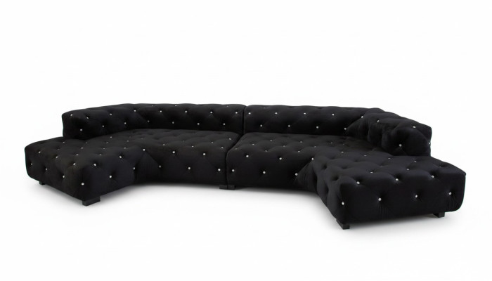 Klassische Designer Chesterfield Samt Couch mit Kristallsteinen Wohnlandschaft