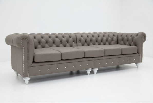 Chesterfield Sofa Couch Polster Stoff Leder Couchen Polster Garnitur 5 Sitzers