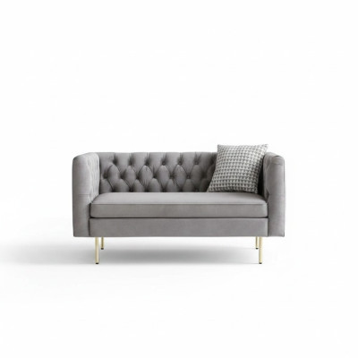 Chesterfield 2 Sitzer Sofa Stoffsofa Couch Polster Sitz Garnitur 2er Sofas Grau