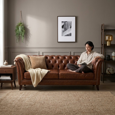 Chesterfield Leder Polster Design Sofa Luxus Couch Klassische Sofa 2 Sitzer Neu
