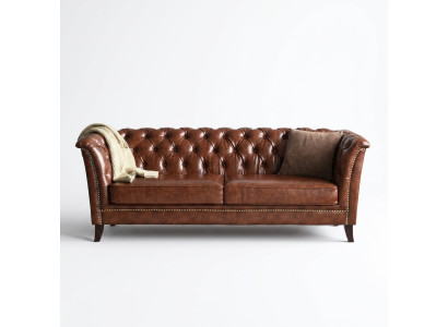 Chesterfield Leder Polster Design Sofa Luxus Couch Klassische Sofa 2 Sitzer Neu
