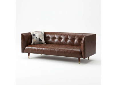 Brauner Chesterfield Luxus 3-Sitzer Leder Wohnzimmer Sofa