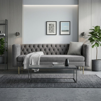 Sofa Luxus Textil Chesterfield Couch Sofas Polster 3 Sitzer Italienische Möbel