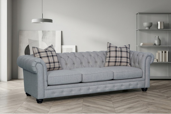 Chesterfield 3 Sitzer Sofa Stoffsofa Couch Polster Sitz Garnitur 3er Sofas Neu