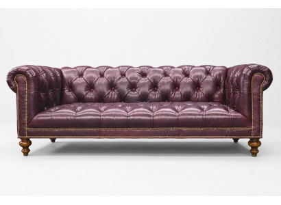 Brauner Chesterfield 3 Sitzer Sofa Ledersofa Couch Polster Möbel
