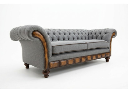 Graue Chesterfield Stoffsofa Couch Couchen Sofa Sitz Sofas Textil Neu Polster
