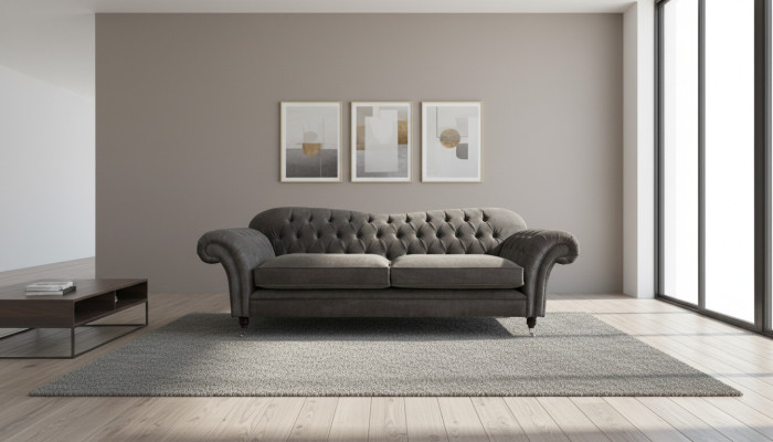 Chesterfield Stoffsofa Couch Sofagarnitur 4 Sitzer Garnitur Design Modernes Sofa