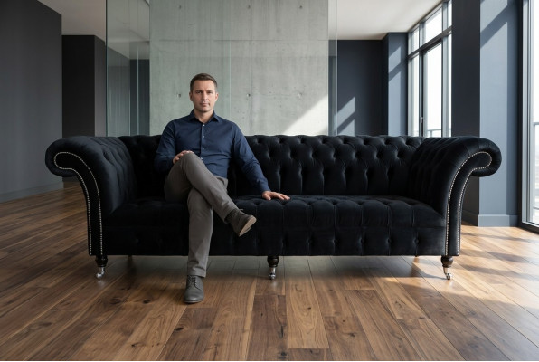Schwarzer Moderner Viersitzer Luxus 4-Sitzer Wohnzimmer Sofa