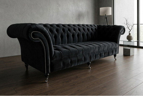Schwarzer Moderner Viersitzer Luxus 4-Sitzer Wohnzimmer Sofa