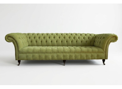 Klassische Chesterfield Sofa 4 Sitzer Sofas Couchen Leder Grün Design Polster