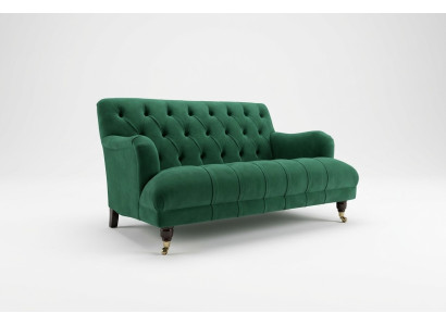 Chesterfield 2 Sitzer Polster Couch Leder Sofa Couchen Modern Stil Grün Textil
