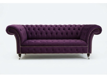 Chesterfield Original Sofa Couch Textil Sofas Stoff Lila 225cm Couchen