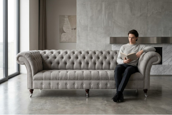 Textil Sofa Stoff Couch Chesterfield big sofas xxl couchen Sitz 265cm Polster