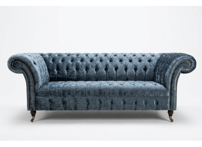 Wohnzimmer Chesterfield Sofa Couch Design Textil Couchen Sofas Dreisitzer Grau