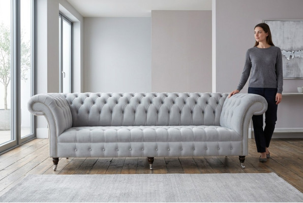 Textil Sofa Stoff Couch Chesterfield big sofas xxl couchen Sitz Polster 265cm