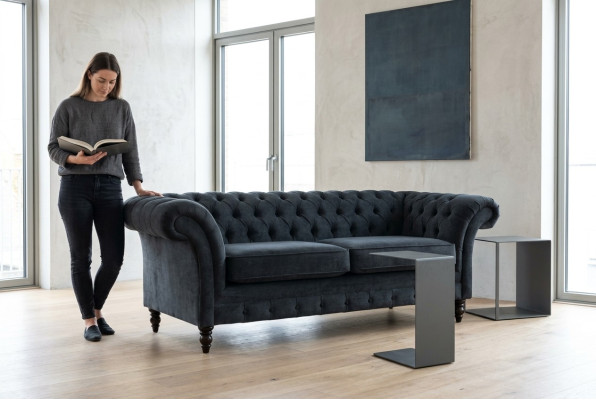Stilvolles Schwarzes Chesterfield Sofa Designer 3-Sitzer Luxus Couch