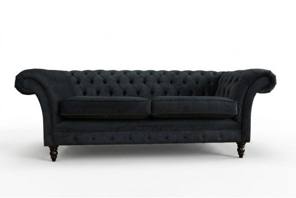 Stilvolles Schwarzes Chesterfield Sofa Designer 3-Sitzer Luxus Couch