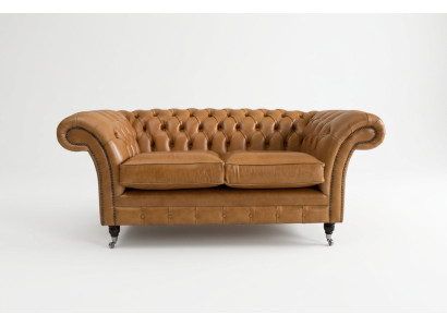 Chesterfield Design Luxus Polster Sofa Couch Sitz Garnitur Leder Textil Braun