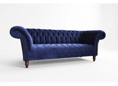 Blaue Chesterfield Sofa Couch Design Polster Sofas Couchen Stoff Textil Leder