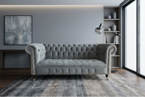 Chesterfield 3Sitzer Designer Sofa Polster Sofas Couchen Stoff Textil Dreisitzer