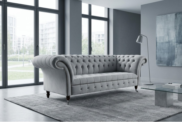 Weißer Designer Chesterfield Dreisitzer Moderne 3-er Couch