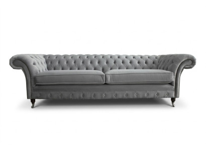 Chesterfield 4 Sitzer Polster Couch Modern Stil Leder Stoff Sofa Couchen Textil