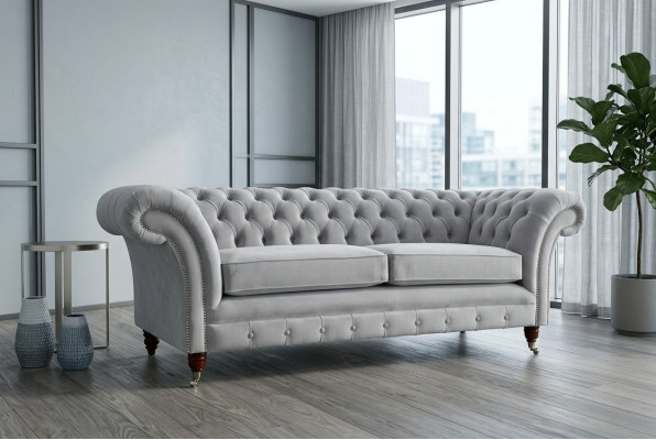 Chesterfield Couch Sofa Polster 3 Sitzer Couchen Sitz Garnitur Sofas Weiß Neu