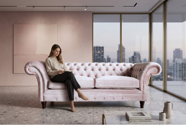 Chesterfield 3 Sitzer Design Sofa Couch Polster Sofas Couchen Textil dreisitzer