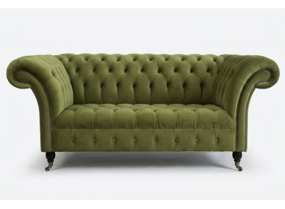 Chesterfield Couch 2 Sitzer Polster Sitz Textil Stoff Leder Couchen Sofas Sofa