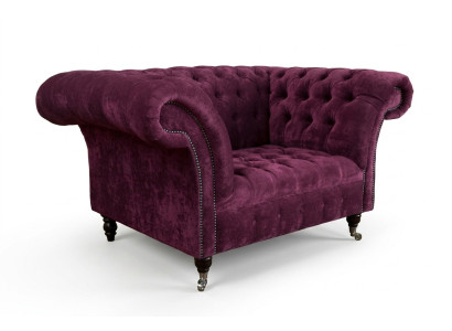 Sessel Couch Polster Sofa Textil Chesterfield Couchen 1,5 Sitzer Bordaux England
