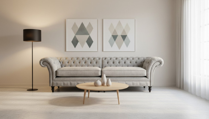 Hochwertige Chesterfield Polster Couch Textil Sofa günstig Microfaser Sofas Neu