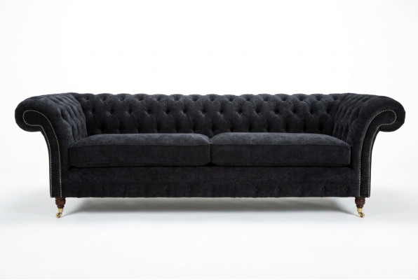 Hochwertige Chesterfield Couch Polster Viersitzer Textil Sofa Webstoff XXL Stoff