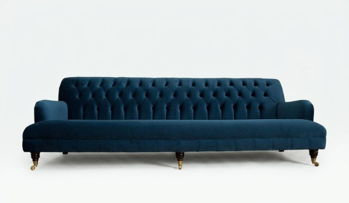 Großer blauer Chesterfield Viersitzer xxl Luxus Sofa Couch Polster Möbel