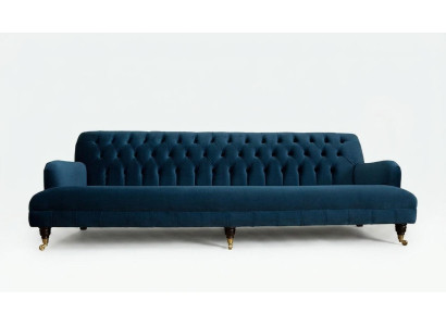 Großer blauer Chesterfield Viersitzer xxl Luxus Sofa Couch Polster Möbel