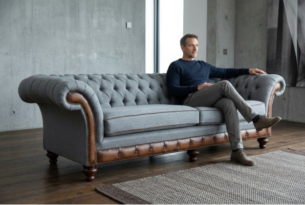 Chesterfield Ledersofa Stoffsofa Sofa Couch Polster Wohnzimmer Maßanfertigung