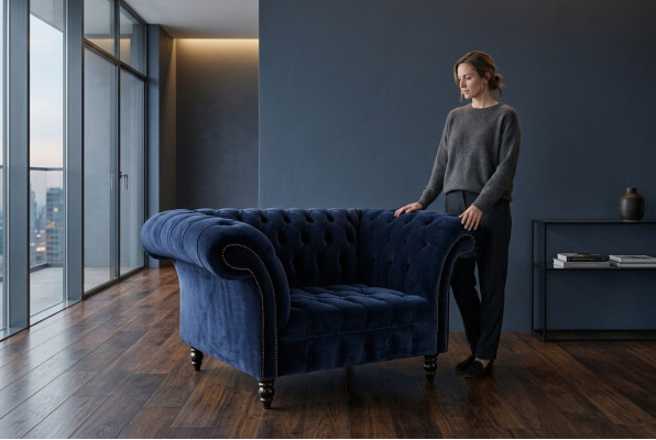 Chesterfield Sofa Couch Polster Garnitur 1,5 Sitzer Sofas Klassisch Einsitzer